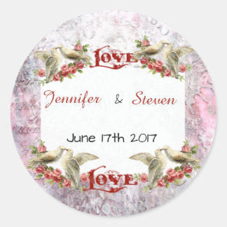 Vintage Dove Wedding Stickers