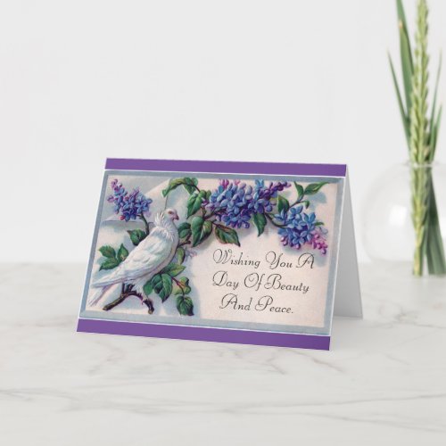 Vintage Dove With Flowers Birthday Card
