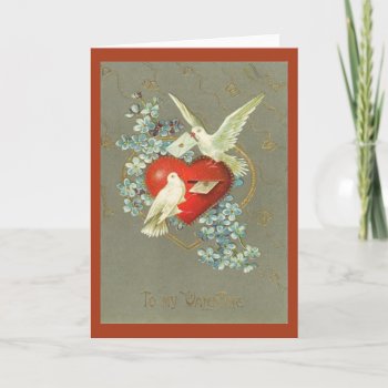 Vintage Doves And Heart Valentines Day Holiday Card by Zazilicious at Zazzle