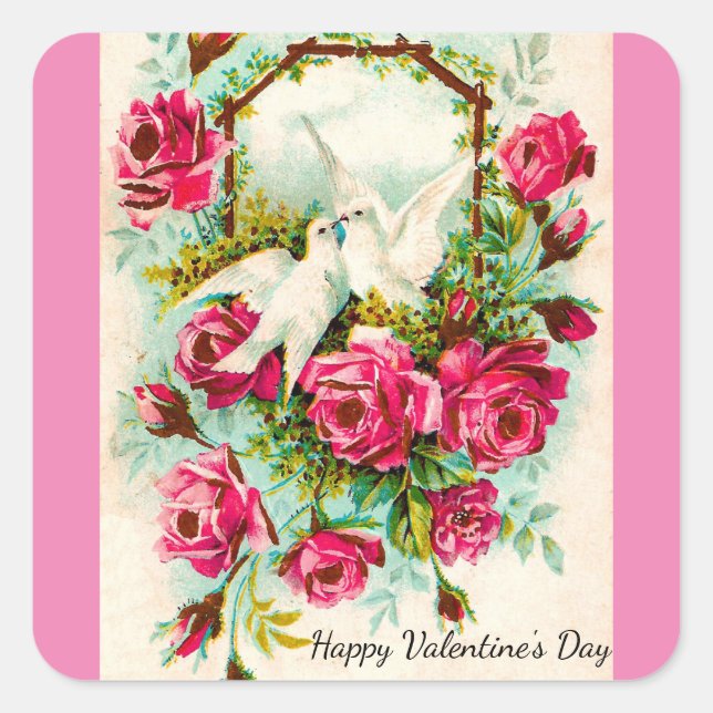 Vintage Doves And Roses Sticker (Front)