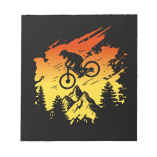 Vintage Downhill Mountain Biker Bicycle Notepad