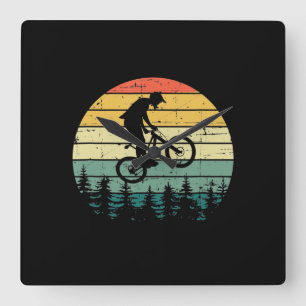 Vintage Downhill MTB Mountain Bike Square Wall Clock
