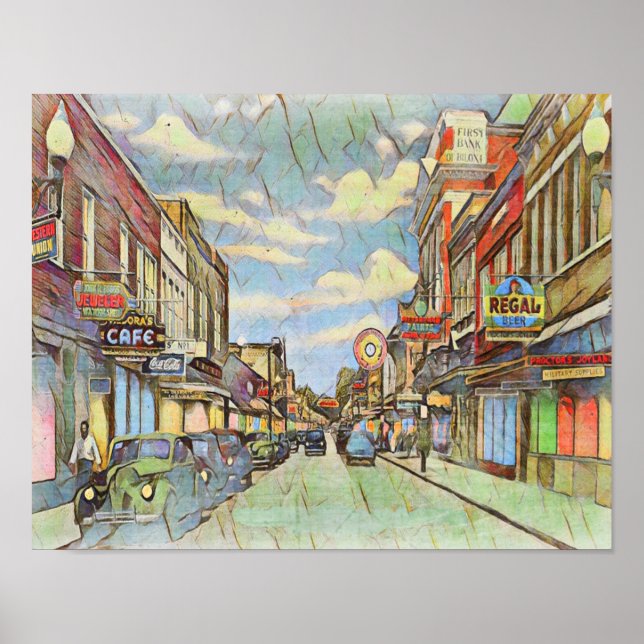 Vintage Downtown Biloxi Poster (Front)