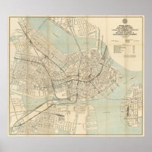Vintage Downtown Boston Subway Map (1917) Poster
