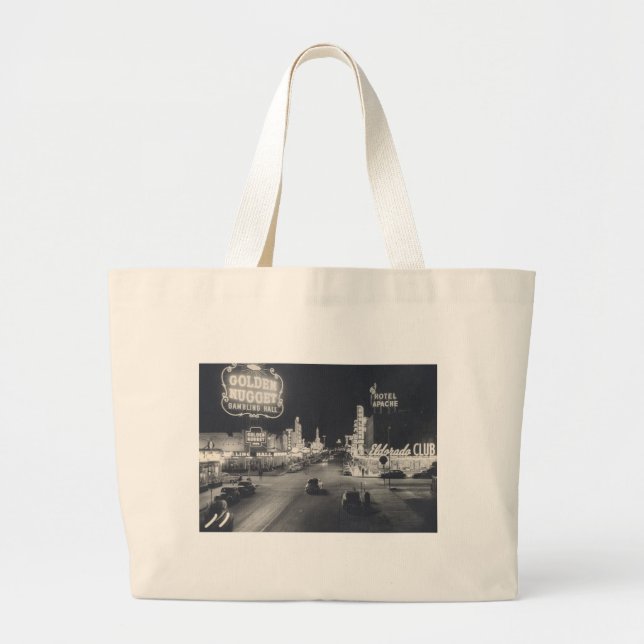 Vintage Downtown Las Vegas Large Tote Bag (Front)