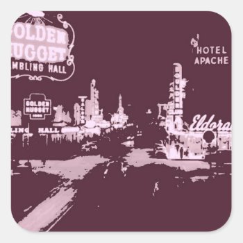 Vintage Downtown Las Vegas Square Sticker by Incatneato at Zazzle