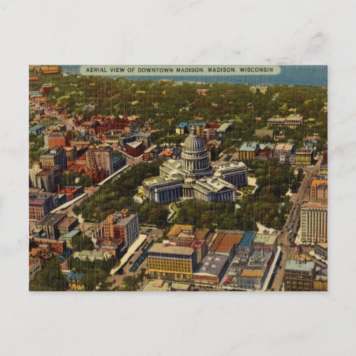 Vintage Downtown Madison Wisconsin Postcard