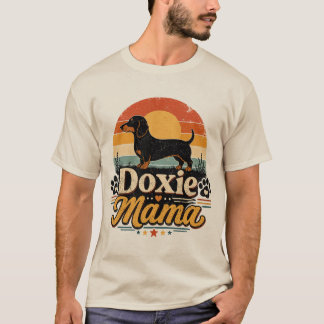 Vintage Doxie Mama Retro Sunset Dachshund Dog T-Shirt