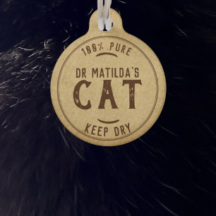 Vintage Dr Kitty Name Address Funny Pet ID Cat Tag