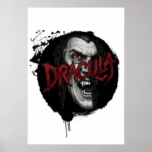 Vintage Dracula Gothic Vampire Portrait Poster