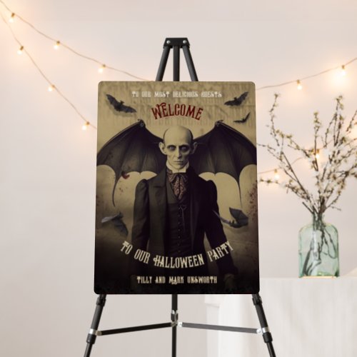 Vintage Dracula Halloween Party  Elegant Welcome  Foam Board