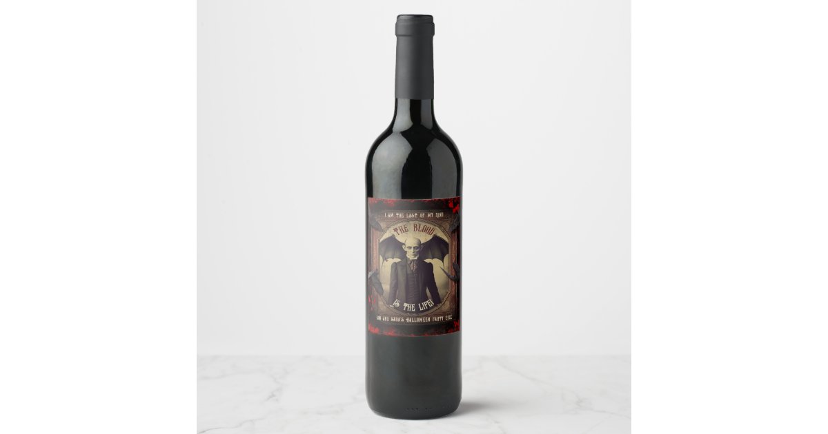 Vintage Dracula Vampire Halloween Party Favor Wine Label | Zazzle