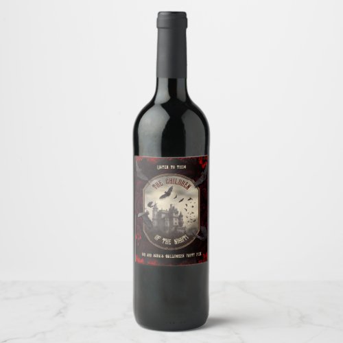 Vintage Draculas Castle Haunted Adult Halloween Wine Label