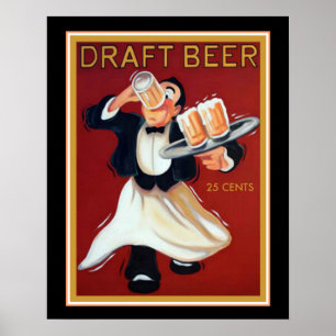 Vintage Draft Beer Poster 16x20