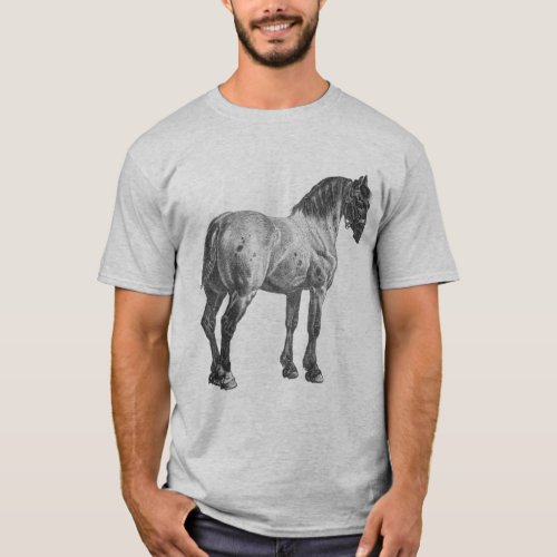 Vintage Draft Horse Print T_Shirt