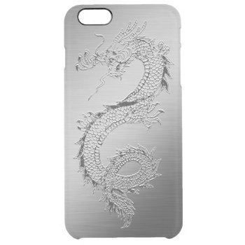 Vintage Dragon Brushed Metal Look Clear Iphone 6 Plus Case by clonecire at Zazzle