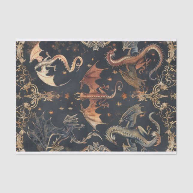 Vintage Dragon Decoupage Tissue Paper (Front)