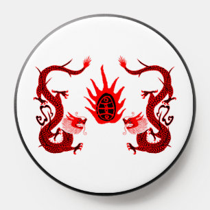 Vintage Dragon Holiday Red and Black PopSocket