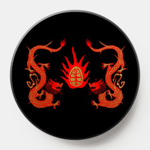 Vintage Dragon Holiday Red and Black PopSocket