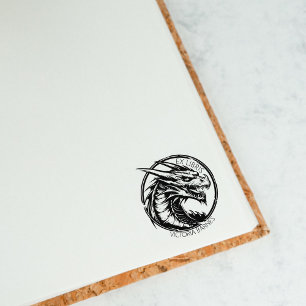 Vintage Dragon Library Book Ex Libris Rubber Stamp