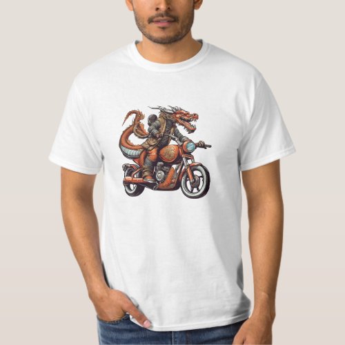 Vintage Dragon Riding a Motorcycle  T_Shirt