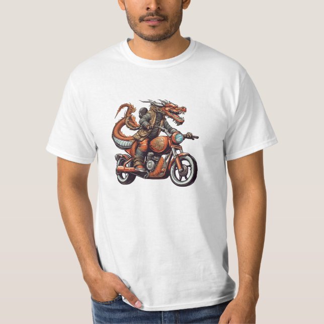 Vintage Dragon Riding a Motorcycle  T-Shirt (Front)