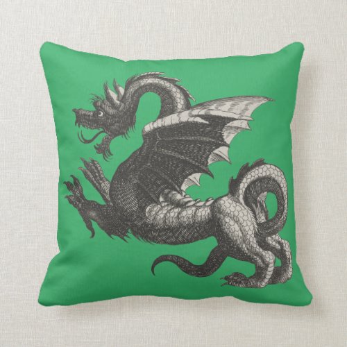 Vintage Dragon Throw Pillow