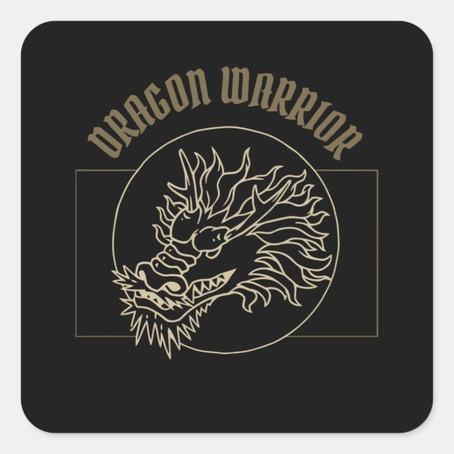 Vintage Dragon Warrior Square Sticker (Front)