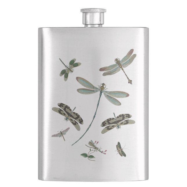 Vintage Dragonflies Flask (Front)
