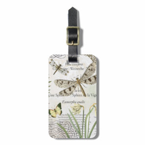 Vintage Dragonflies luggage tag