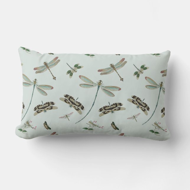 Vintage Dragonflies Lumbar Pillow (Front)