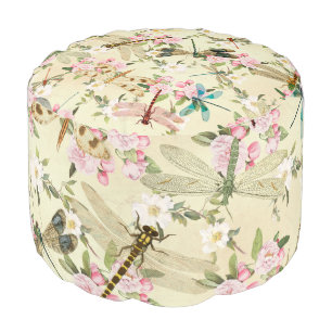 Vintage Dragonflies Series Design 14 Pouf
