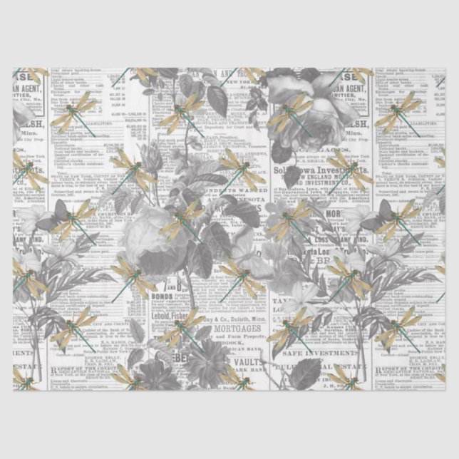 Vintage Dragonflies Series Design 16 Tissue Paper (Front)