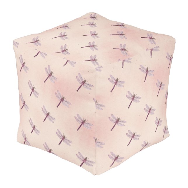Vintage Dragonflies Series Design 2  Pouf (Angled Front)