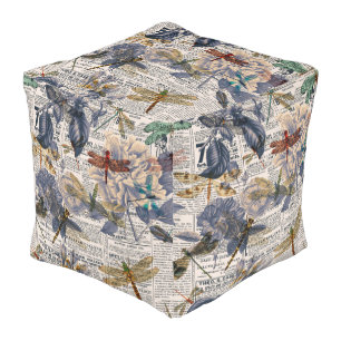 Vintage Dragonflies Series Design 5  Pouf