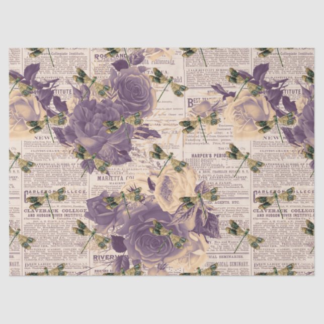 Vintage Dragonflies Series Design 6 Tissue Paper (Front)