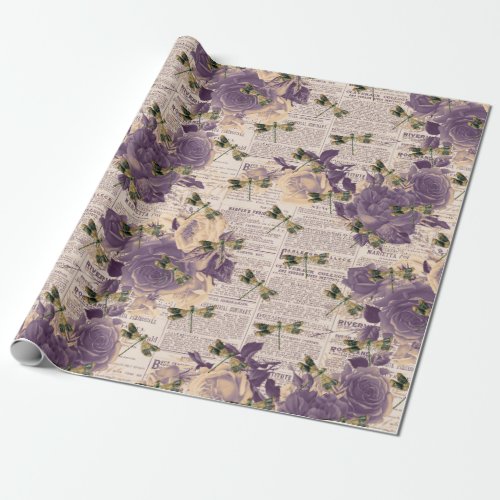 Vintage Dragonflies Series Design 6 Wrapping Paper