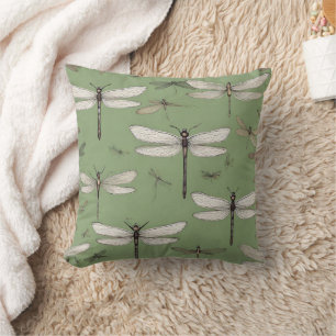 Vintage Dragonflies Throw Pillow