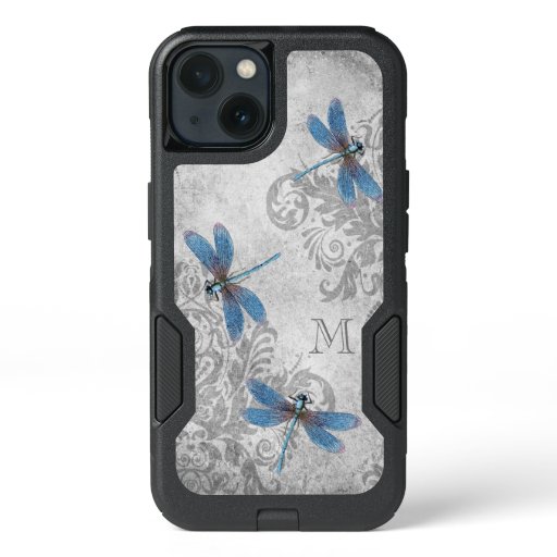 Vintage Dragonflies with Custom Monogram iPhone 13 Case