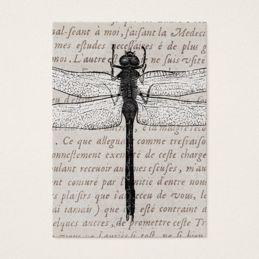 Customizable Vintage Dragonfly and Antique Text Collage Business Card Templates