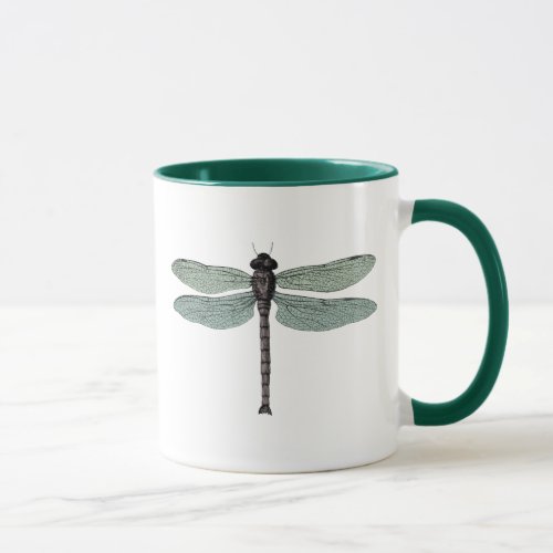 Vintage Dragonfly Antique  Damselfly Green Wings Mug