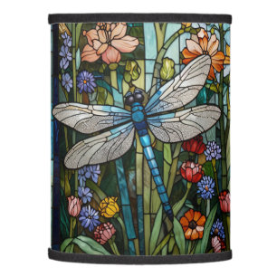 Vintage Dragonfly art floral botanical stain glass Lamp Shade
