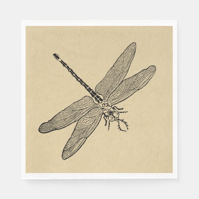Vintage Dragonfly Art Napkins (Front)