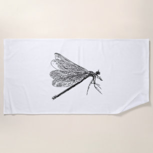 vintage dragonfly beach towel