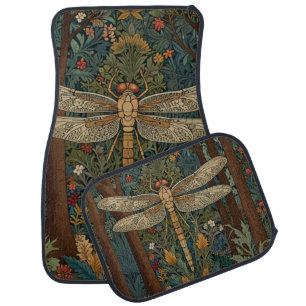 Vintage dragonfly boho chic botanical car floor mat