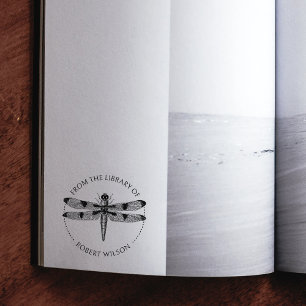 Vintage Dragonfly Book From the Library Of Rubber Stamp