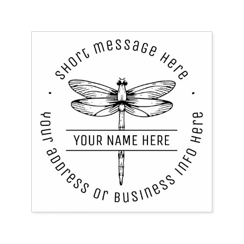 Vintage Dragonfly Business Name Return Address Self_inking Stamp