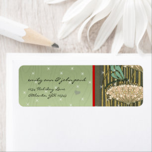 Vintage Dragonfly Christmas Return Address Labels