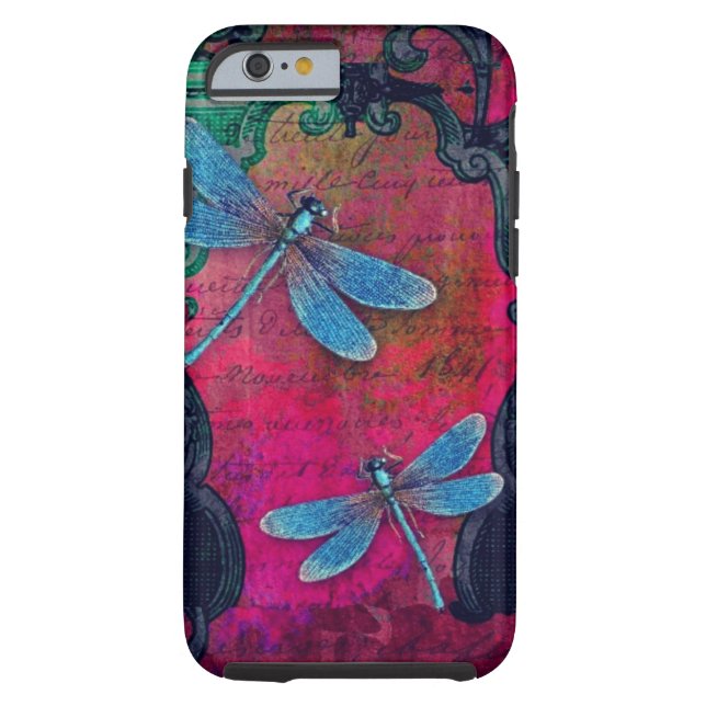 Vintage Dragonfly Collage French Script Decorative Case-Mate iPhone Case (Back)