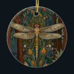 Vintage dragonfly design romantic boho botanical  ceramic ornament<br><div class="desc">Immerse yourself in the enchanting allure of this elegant boho bohemian dragonfly artwork, where nature's elegance meets timeless artistry. Set against a lush forest backdrop, this exquisite piece captures the serene beauty of a lush woodland, rich with intricate details of flora and towering trees. The dragonfly, adorned with delicate, wistful...</div>